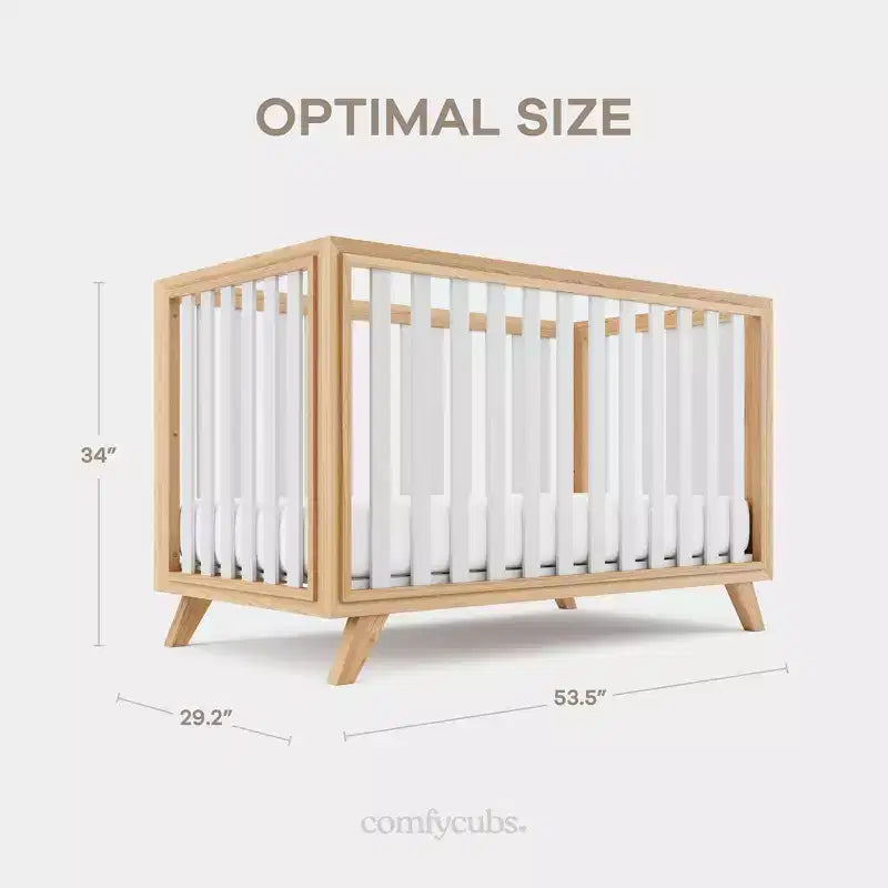 Comfy Cubs Baby Crib for 0 to 3 Years - Adjustable Mattress Height - 80 lbs Capacity Nursery Bed