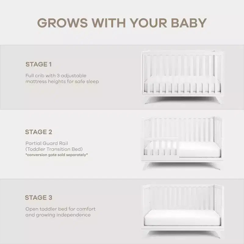 Comfy Cubs Baby Crib for 0 to 3 Years - Adjustable Mattress Height - 80 lbs Capacity Nursery Bed
