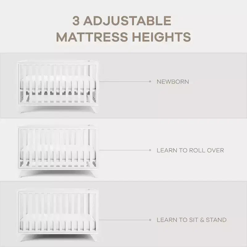 Comfy Cubs Baby Crib for 0 to 3 Years - Adjustable Mattress Height - 80 lbs Capacity Nursery Bed