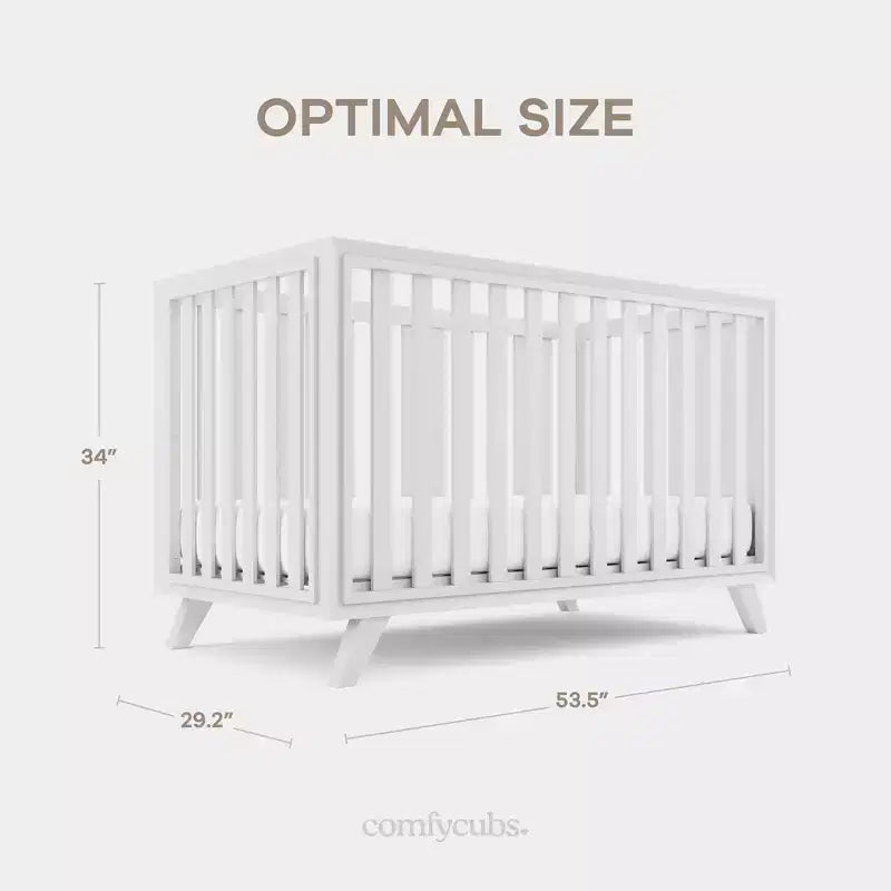 Comfy Cubs Baby Crib for 0 to 3 Years - Adjustable Mattress Height - 80 lbs Capacity Nursery Bed