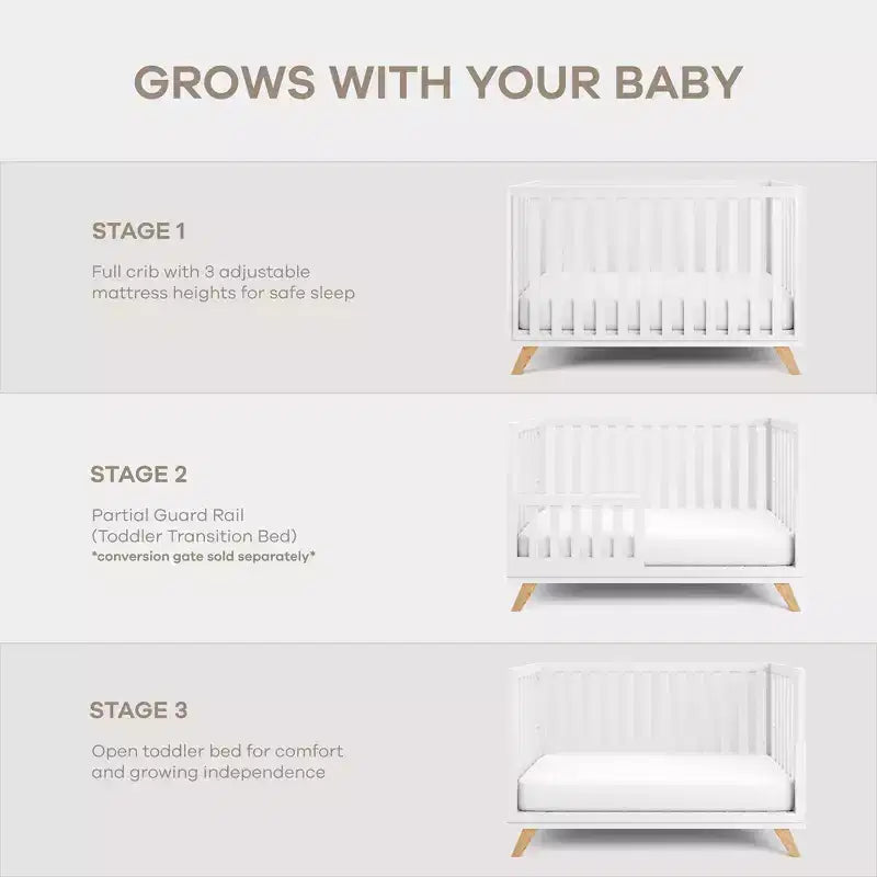 Comfy Cubs Baby Crib for 0 to 3 Years - Adjustable Mattress Height - 80 lbs Capacity Nursery Bed
