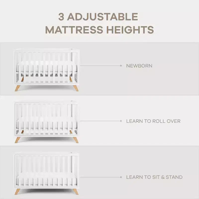 Comfy Cubs Baby Crib for 0 to 3 Years - Adjustable Mattress Height - 80 lbs Capacity Nursery Bed