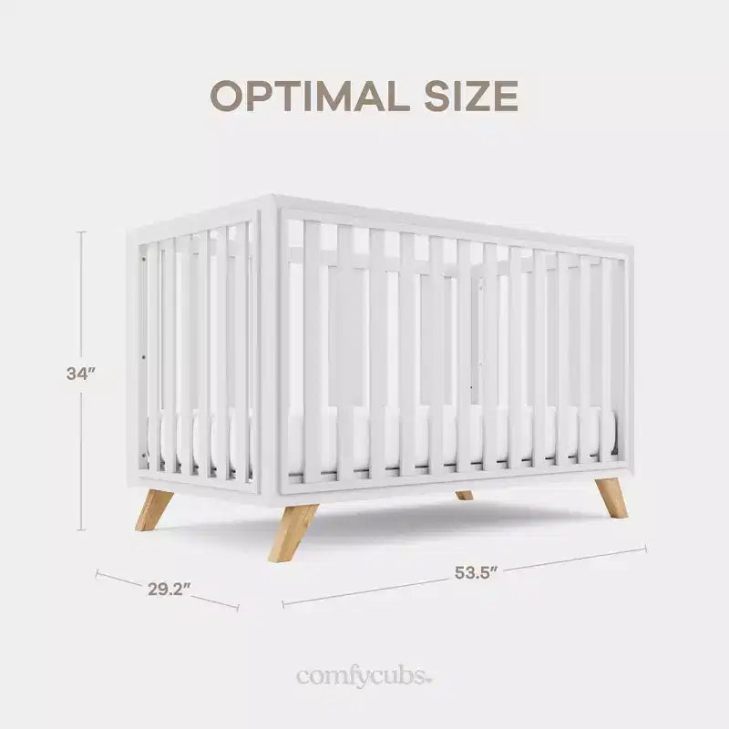 Comfy Cubs Baby Crib for 0 to 3 Years - Adjustable Mattress Height - 80 lbs Capacity Nursery Bed