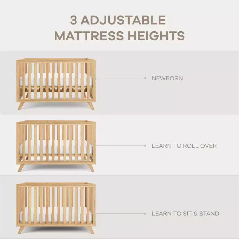 Comfy Cubs Baby Crib for 0 to 3 Years - Adjustable Mattress Height - 80 lbs Capacity Nursery Bed