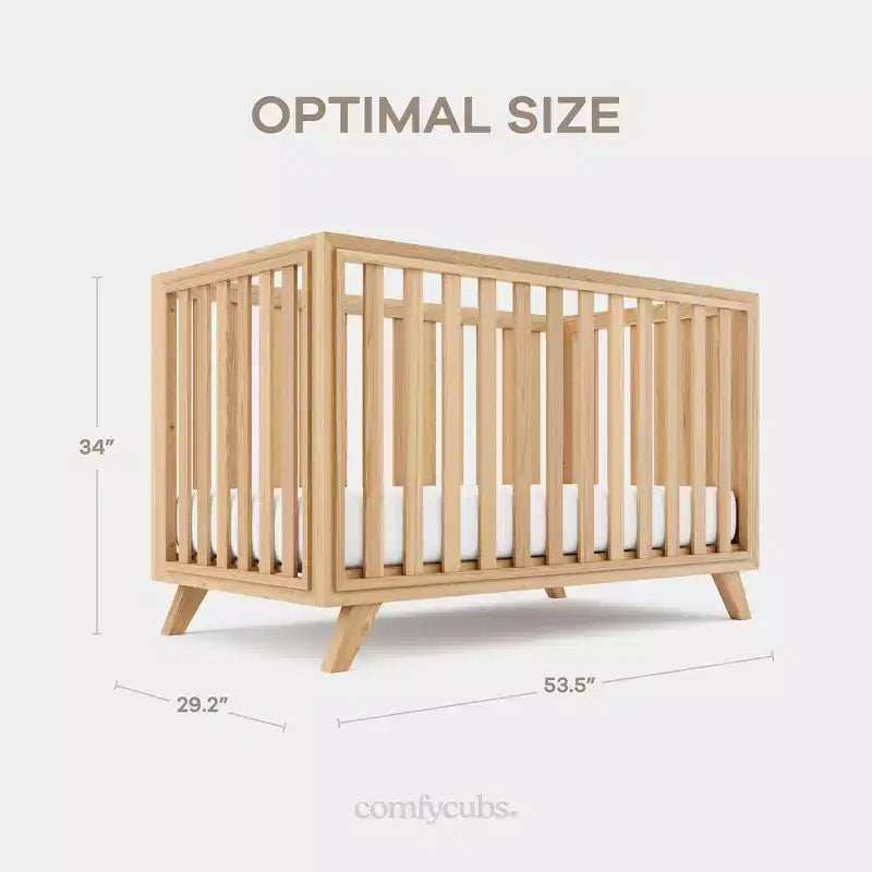 Comfy Cubs Baby Crib for 0 to 3 Years - Adjustable Mattress Height - 80 lbs Capacity Nursery Bed