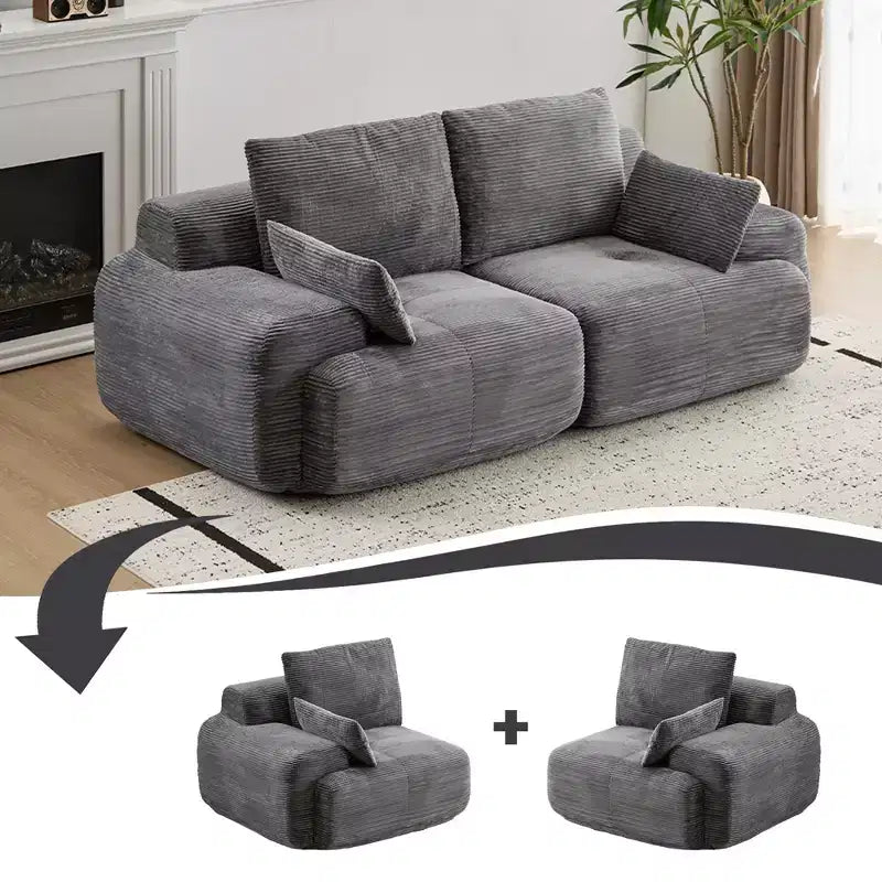 GDFStudio Steinaker Modern 84.25W Corduroy Upholstered Loveseat Sofa
