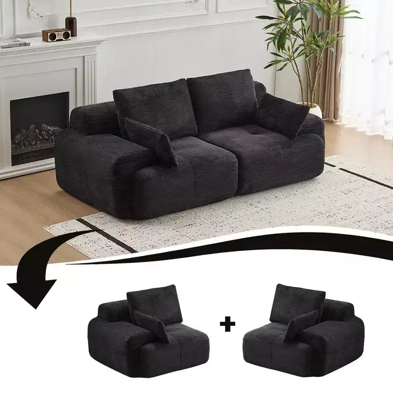GDFStudio Steinaker Modern 84.25W Corduroy Upholstered Loveseat Sofa