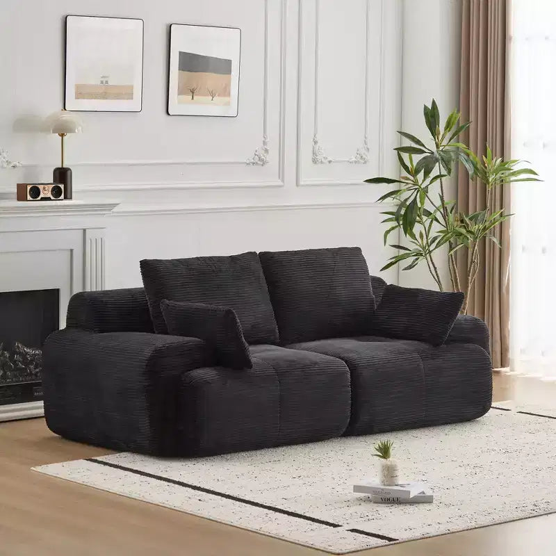 GDFStudio Steinaker Modern 84.25W Corduroy Upholstered Loveseat Sofa