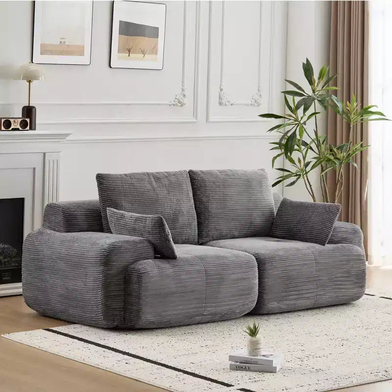 GDFStudio Steinaker Modern 84.25W Corduroy Upholstered Loveseat Sofa