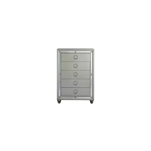 HomeStock 19 in.H Metal Vertical Dressers with 5 - Drawers in Silver Finish