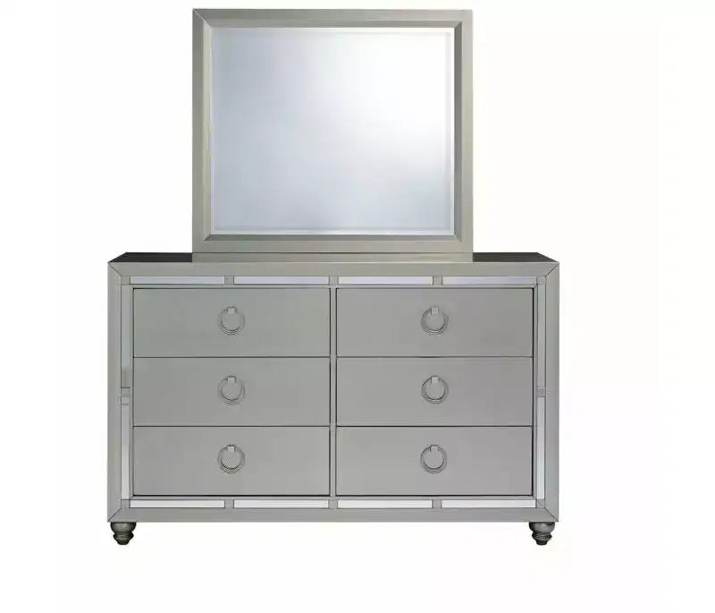 HomeStock 19 in.H Metal Vertical Dressers with 5 - Drawers in Silver Finish