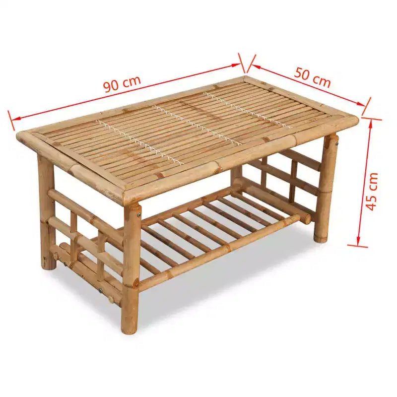 Coffee Table Brown Bamboo Medium Durable Coffee Table