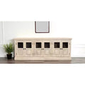 HomeRoots 93 Antiqued White Distressed Solid Wood Sideboard with Six Glass Doors