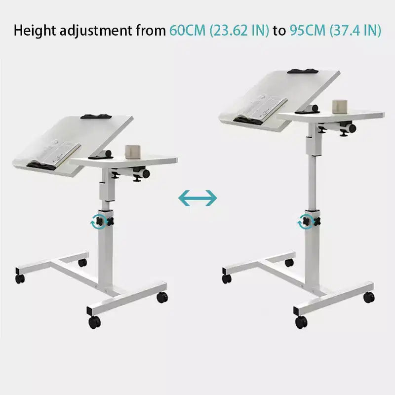 15.74 Mobile Standing Desk, Height-Adjustable Sit-Stand Desk with Tilt Desktop, Portable Standing Computer Desk for Small Home Office Space