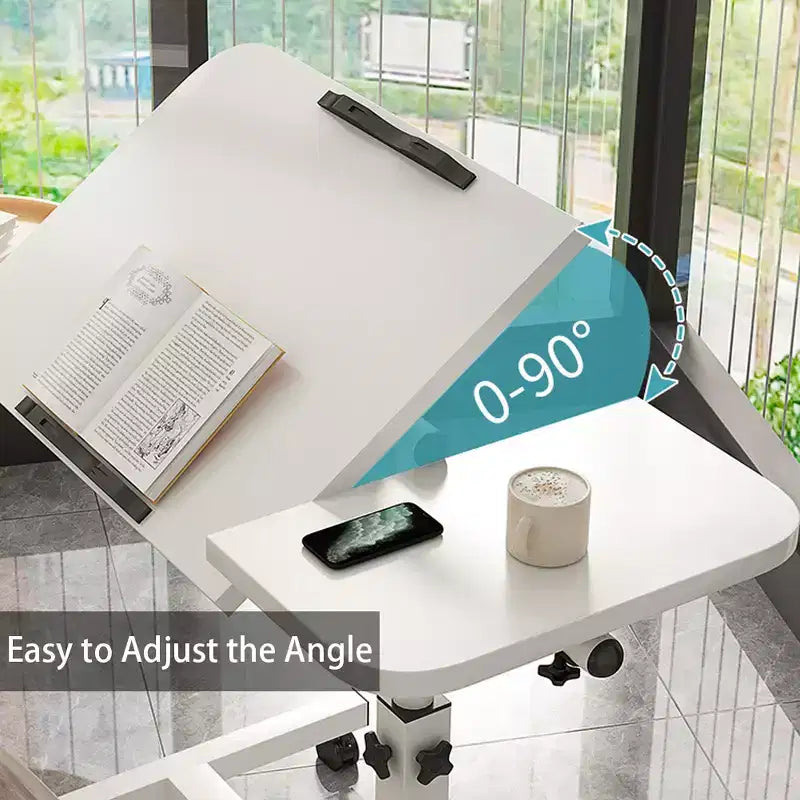 15.74 Mobile Standing Desk, Height-Adjustable Sit-Stand Desk with Tilt Desktop, Portable Standing Computer Desk for Small Home Office Space