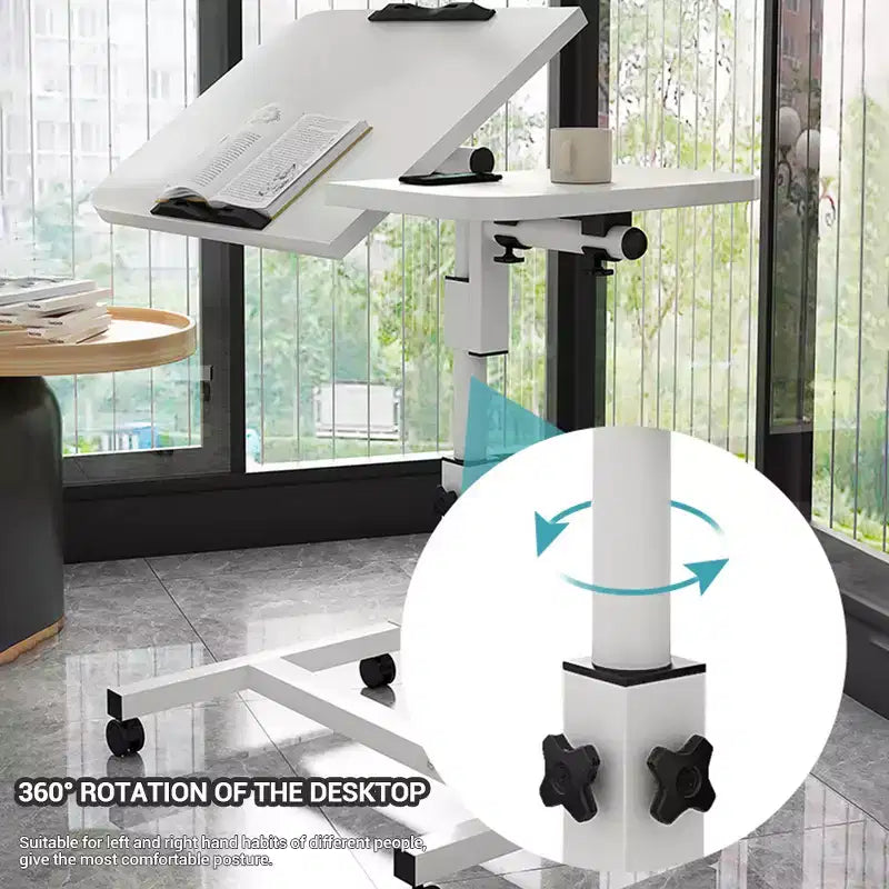 15.74 Mobile Standing Desk, Height-Adjustable Sit-Stand Desk with Tilt Desktop, Portable Standing Computer Desk for Small Home Office Space