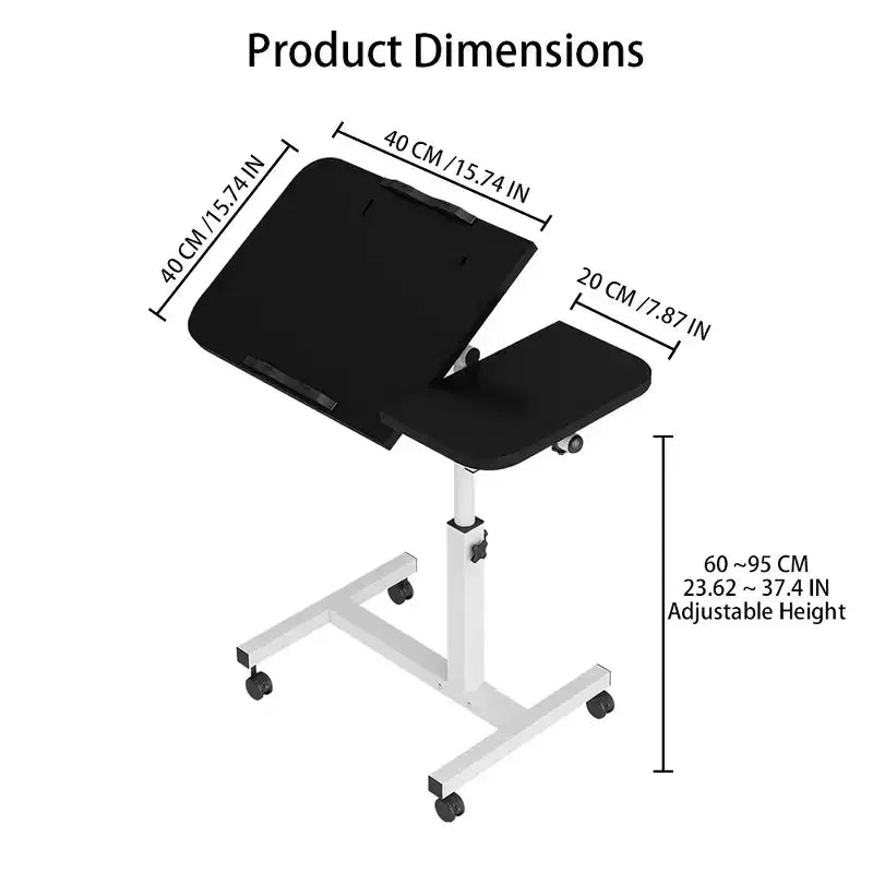 15.74 Mobile Standing Desk, Height-Adjustable Sit-Stand Desk with Tilt Desktop, Portable Standing Computer Desk for Small Home Office Space