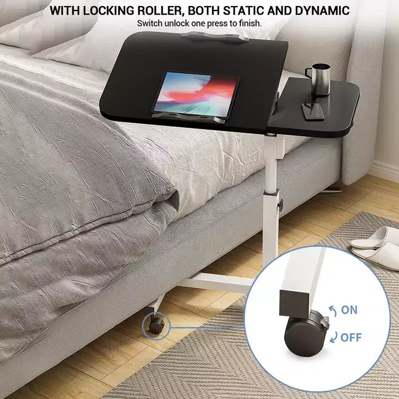 15.74 Mobile Standing Desk, Height-Adjustable Sit-Stand Desk with Tilt Desktop, Portable Standing Computer Desk for Small Home Office Space