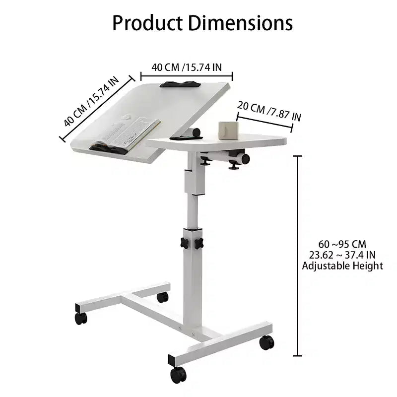 15.74 Mobile Standing Desk, Height-Adjustable Sit-Stand Desk with Tilt Desktop, Portable Standing Computer Desk for Small Home Office Space