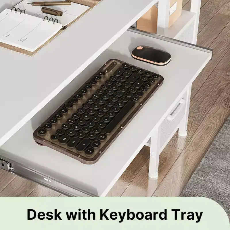 Greenstell Computer Desk with Monitor Shelf, Led Light & Charging Station, Home Office Desk with 4 Storage Drawers & Keyboard Tray