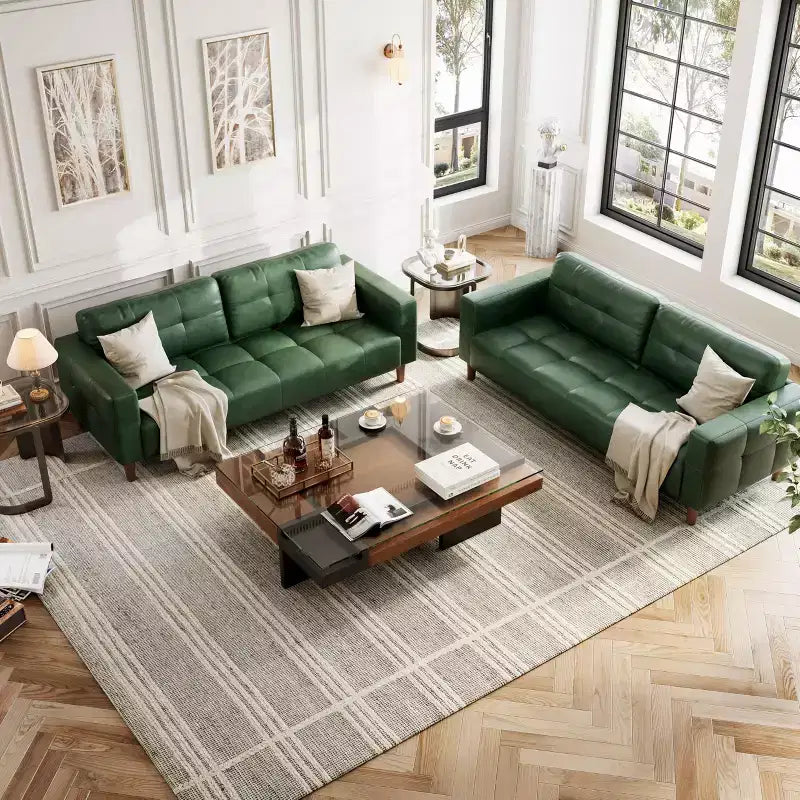 GustoWave Modern 83 Faux Leather 3-Seater Couch with Spring Cushion, Living Room Deep Seats Sofa with 2 Removable Back Cushions