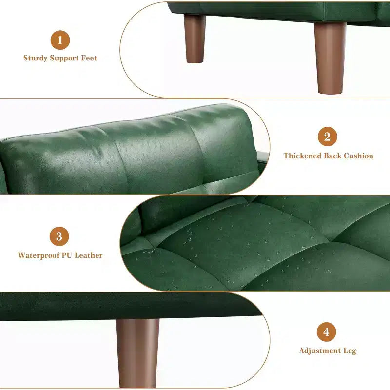 GustoWave Modern 83 Faux Leather 3-Seater Couch with Spring Cushion, Living Room Deep Seats Sofa with 2 Removable Back Cushions