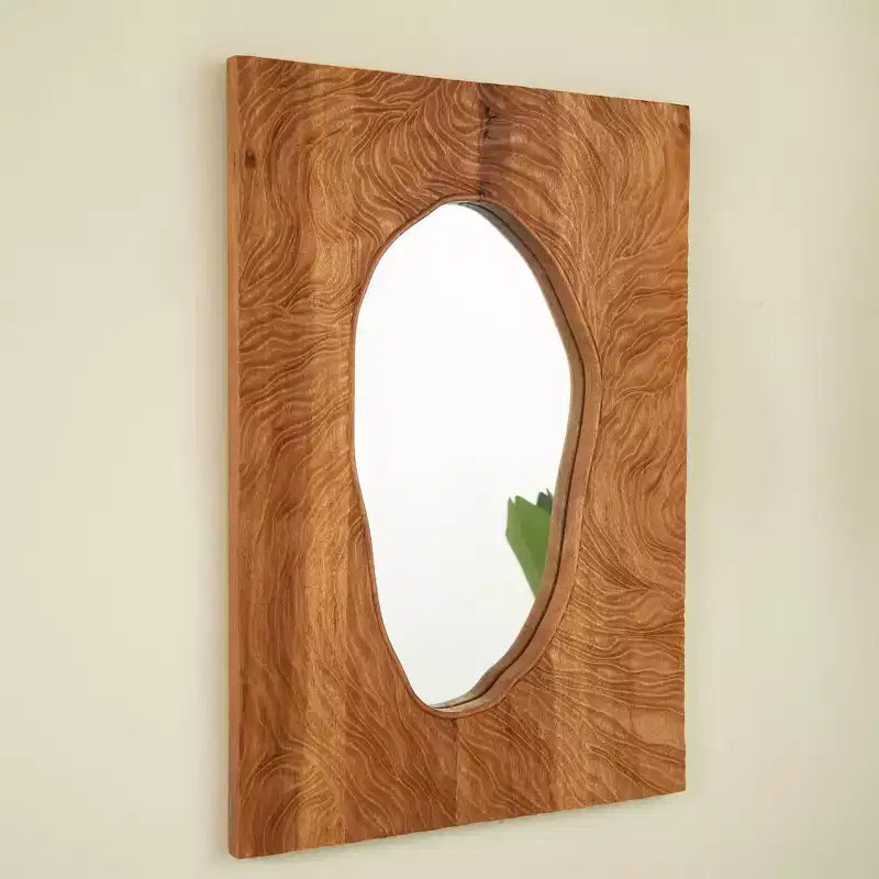 GDFStudio Rhea Vintage Rosewood Decorative Wall Mirror