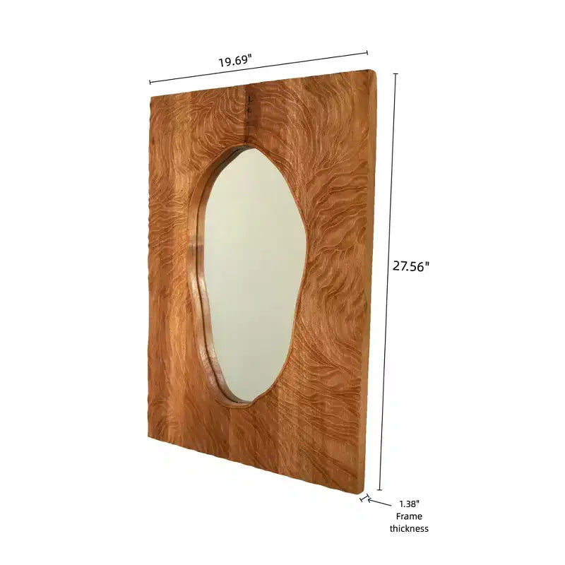 GDFStudio Rhea Vintage Rosewood Decorative Wall Mirror