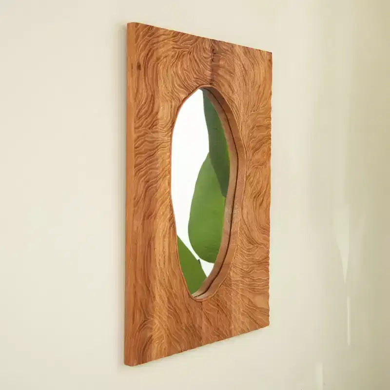 GDFStudio Rhea Vintage Rosewood Decorative Wall Mirror