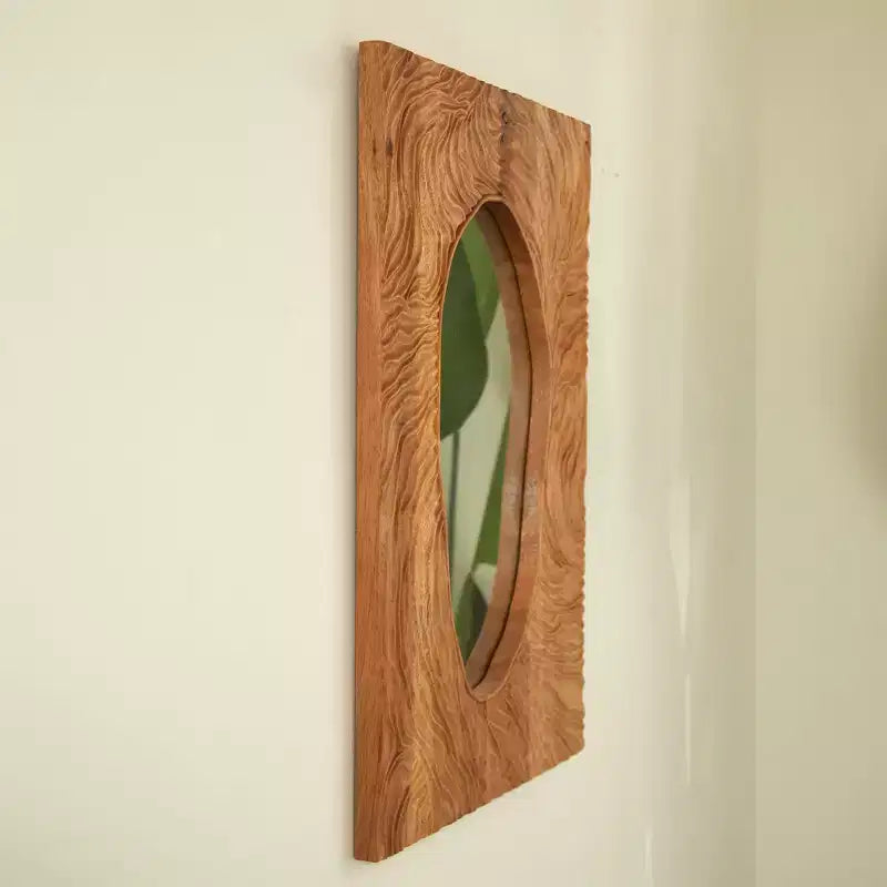 GDFStudio Rhea Vintage Rosewood Decorative Wall Mirror