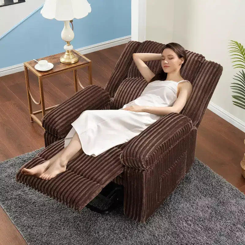 Manual Recliner Sofa, Corduroy Recliner Chair, Adjustable Recliner, Pillow Top Arms, Thick Padding, 400LBS Capacity, for Bedroom, Home Theater