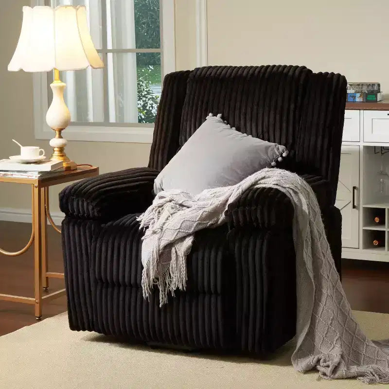 Manual Recliner Sofa, Corduroy Recliner Chair, Adjustable Recliner, Pillow Top Arms, Thick Padding, 400LBS Capacity, for Bedroom, Home Theater