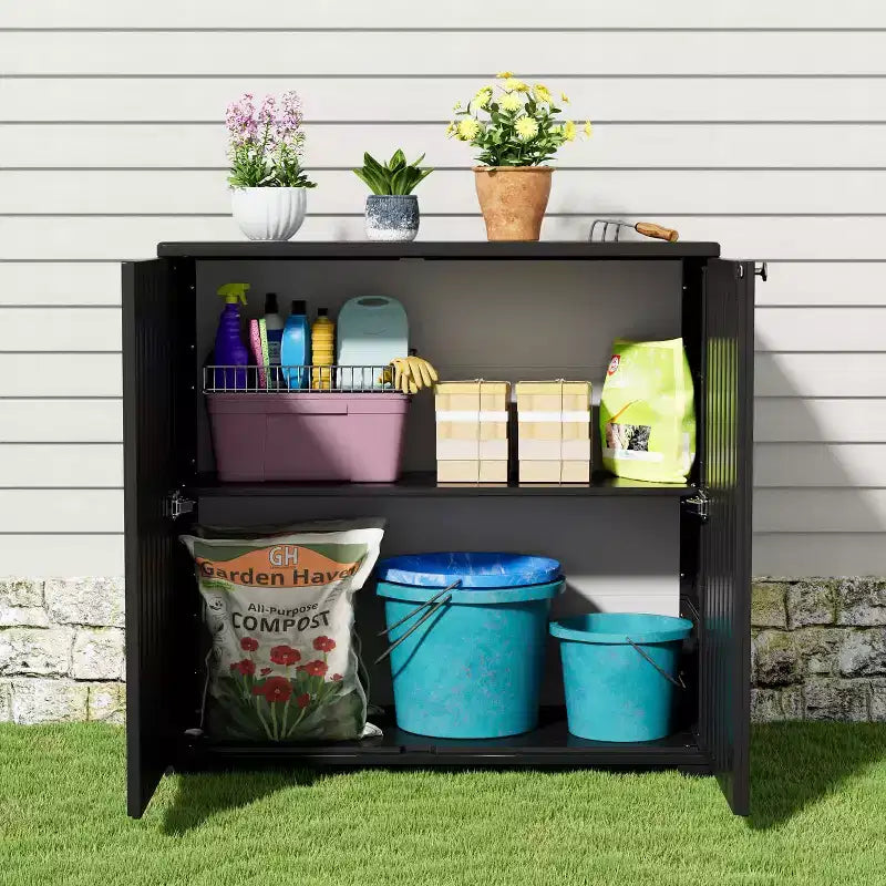2 pc Metal Shelf for 75 Gallon Storage Box, 33.7 W * 10 D * 0.4 H Per Shelf,Easy Assembly,Black