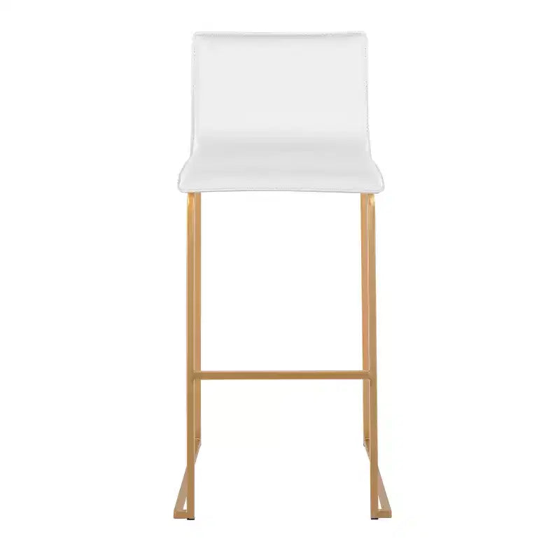 LumiSource Set of 2 Mara Upholstered Barstools White/Gold: Faux Leather, Steel Frame, Fixed Height