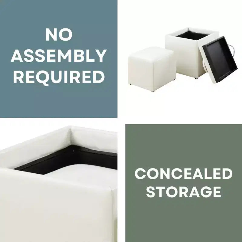 Designs4Comfort Park Avenue Single Ottoman with Stool and Reversible Tray - Breighton Home