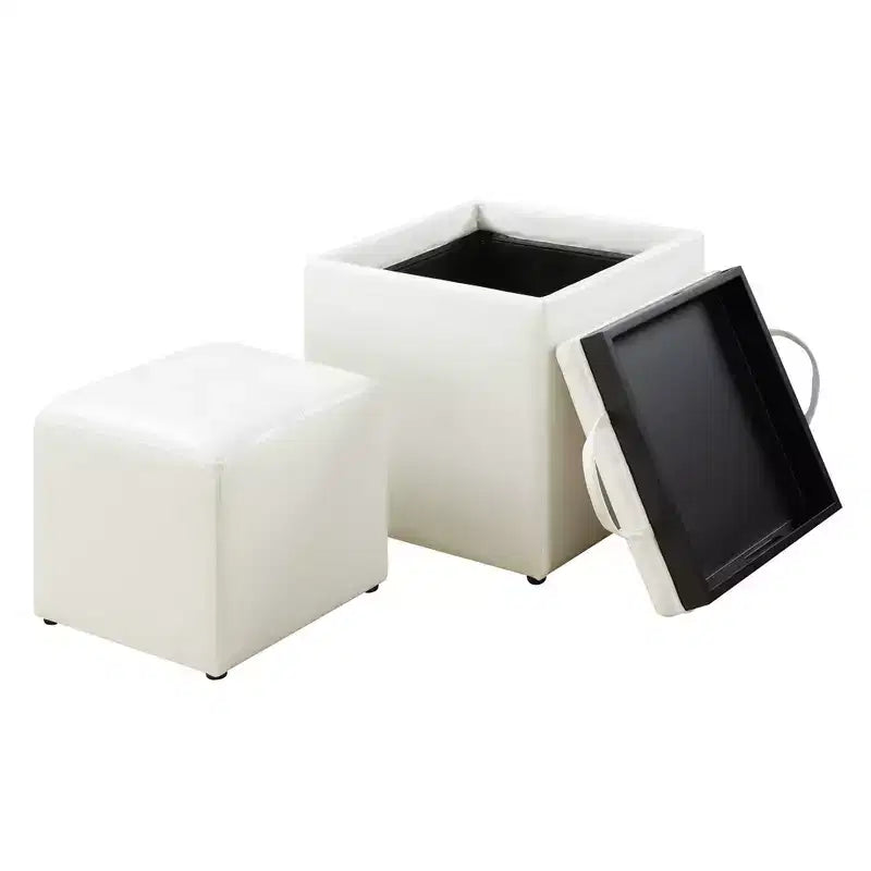 Designs4Comfort Park Avenue Single Ottoman with Stool and Reversible Tray - Breighton Home
