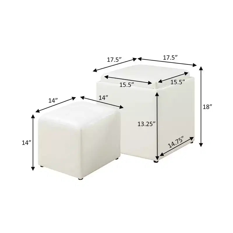 Designs4Comfort Park Avenue Single Ottoman with Stool and Reversible Tray - Breighton Home