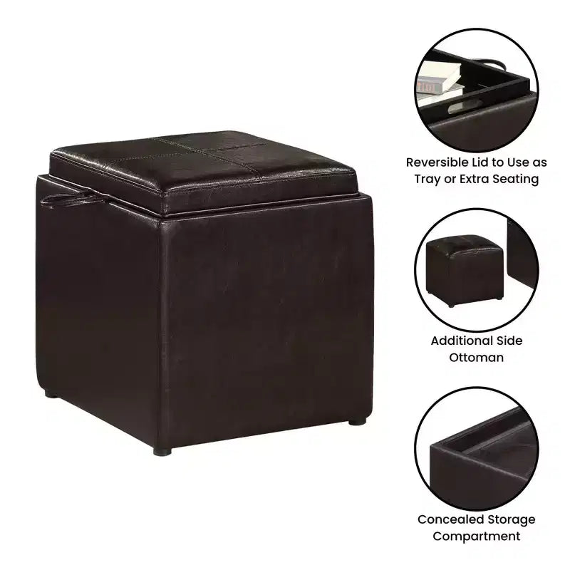 Designs4Comfort Park Avenue Single Ottoman with Stool and Reversible Tray - Breighton Home
