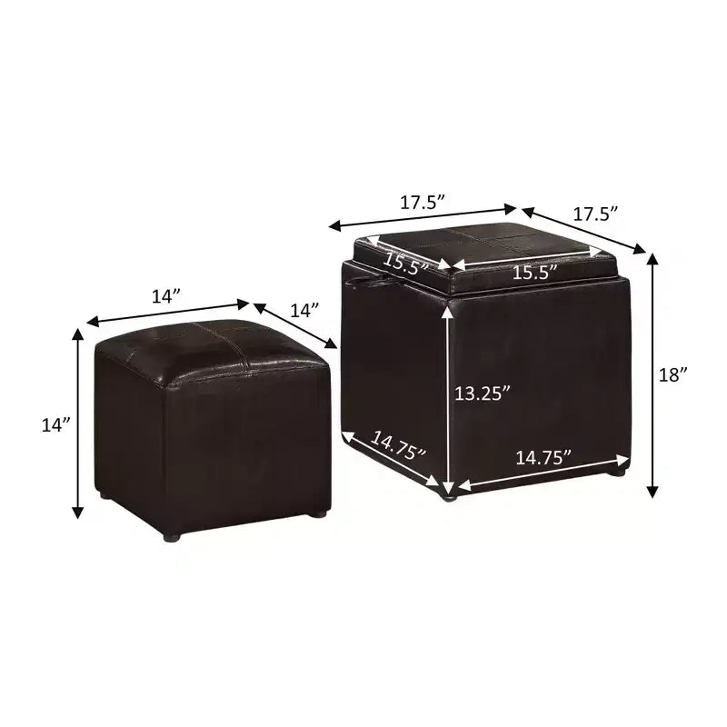 Designs4Comfort Park Avenue Single Ottoman with Stool and Reversible Tray - Breighton Home