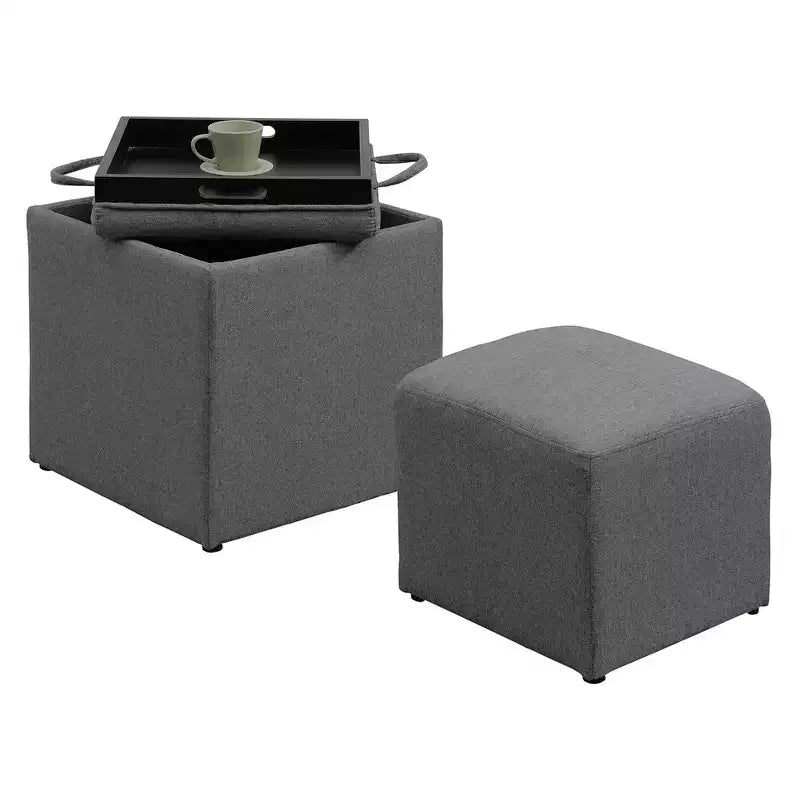 Designs4Comfort Park Avenue Single Ottoman with Stool and Reversible Tray - Breighton Home