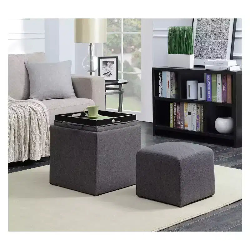 Designs4Comfort Park Avenue Single Ottoman with Stool and Reversible Tray - Breighton Home