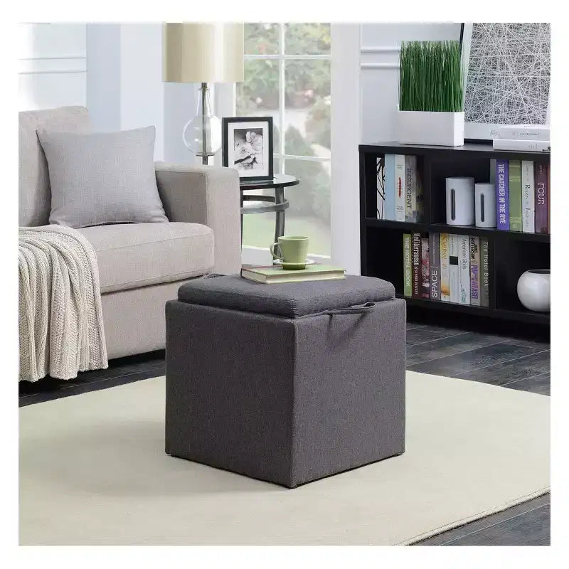 Designs4Comfort Park Avenue Single Ottoman with Stool and Reversible Tray - Breighton Home