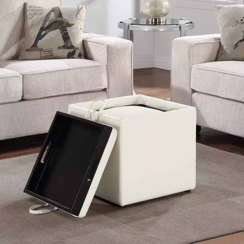 Designs4Comfort Park Avenue Single Ottoman with Stool and Reversible Tray - Breighton Home